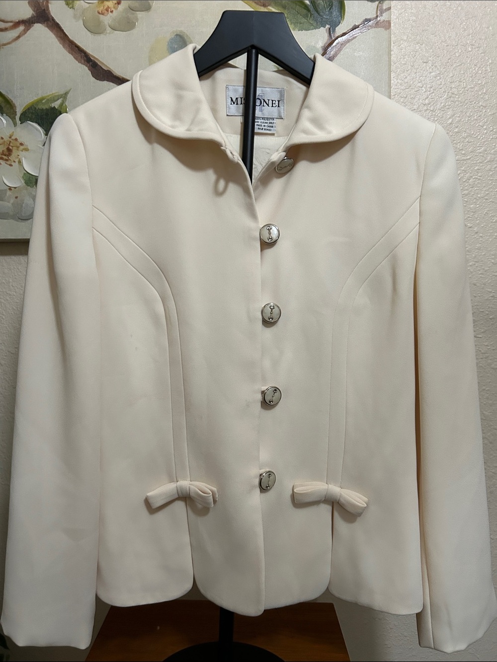MISSONEI Cream Women's Tailored Button Jacket